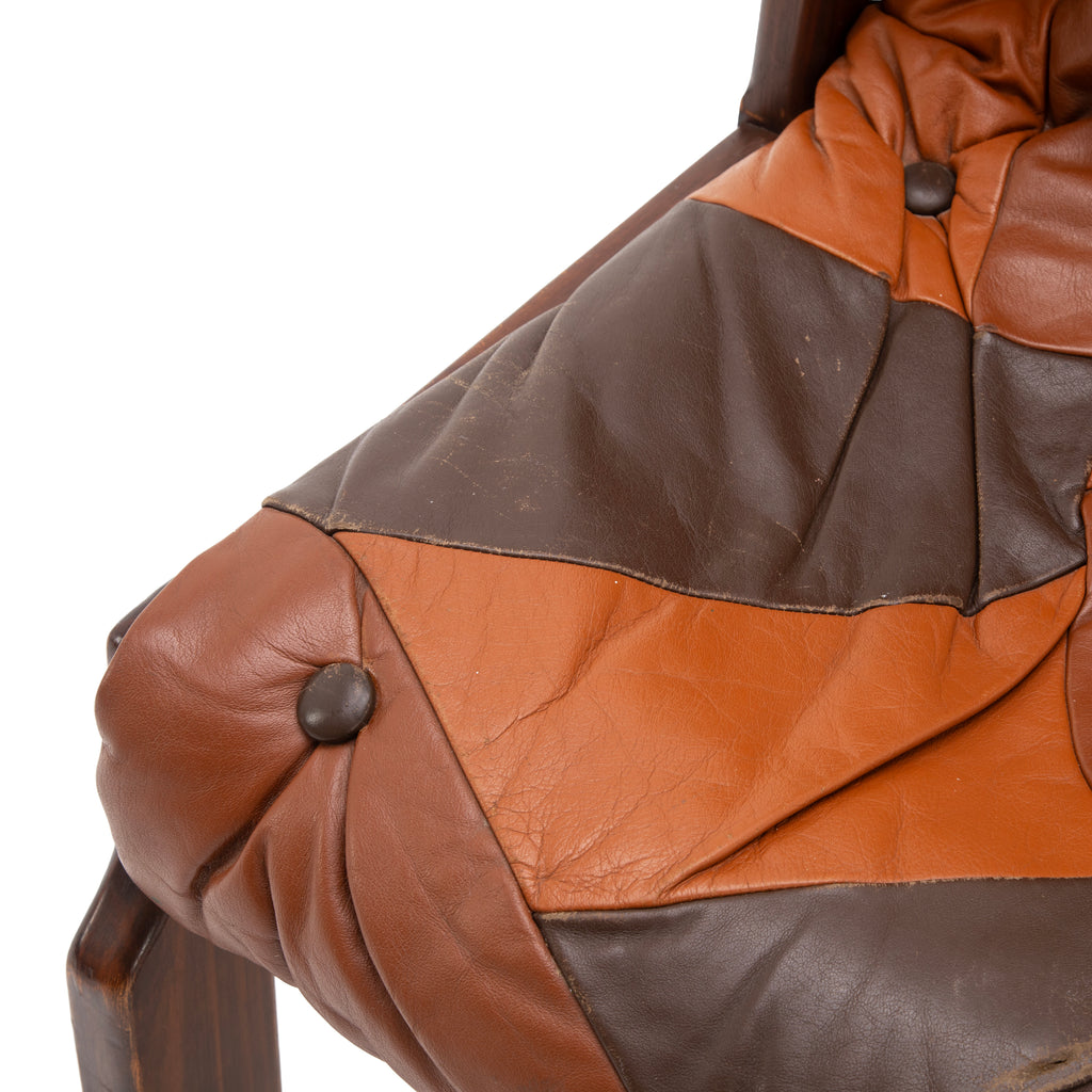 Two-Tone Patchwork Leather Tufted Armchair