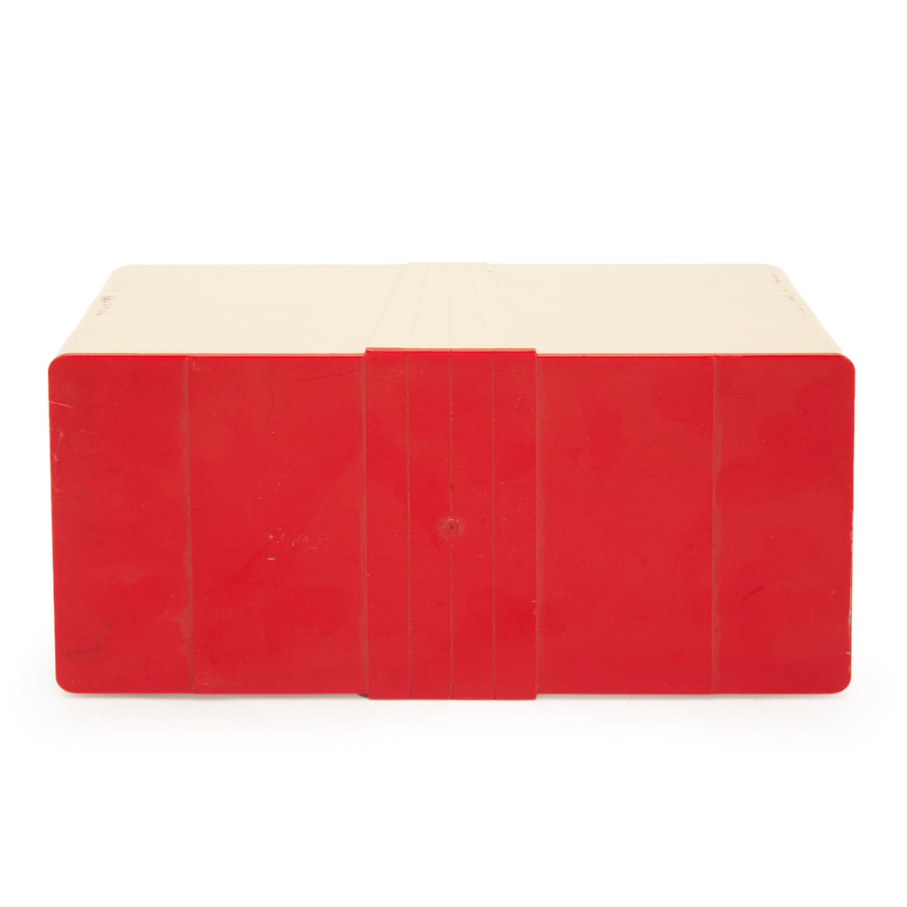 Vintage Red and Cream Plastic Sliding Top Storage Box