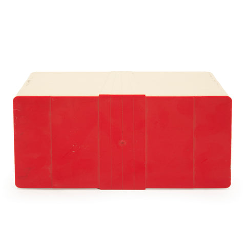 Vintage Red and Cream Plastic Sliding Top Storage Box