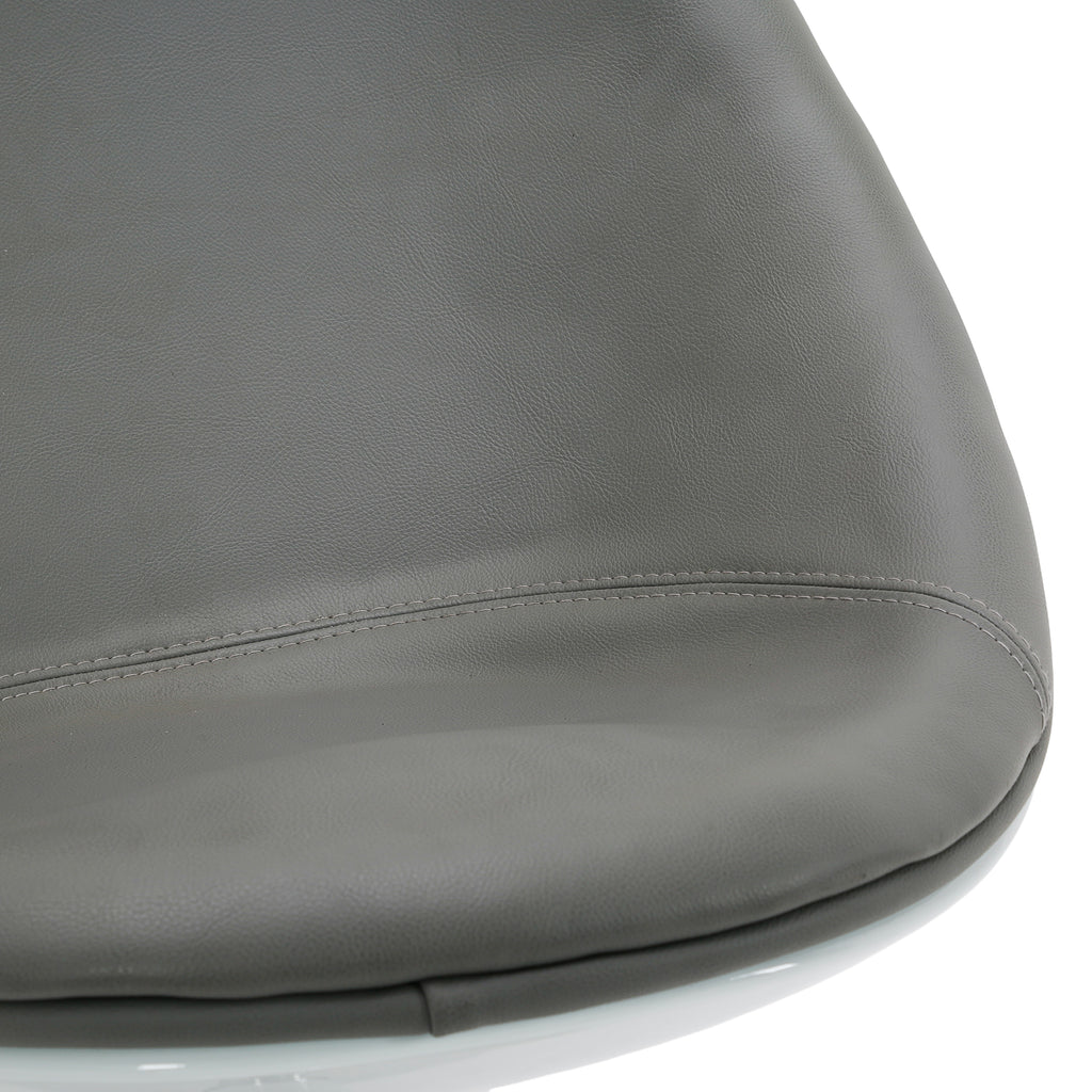 Grey Leather Scoop Accent Chair with White Fiberglass Shell