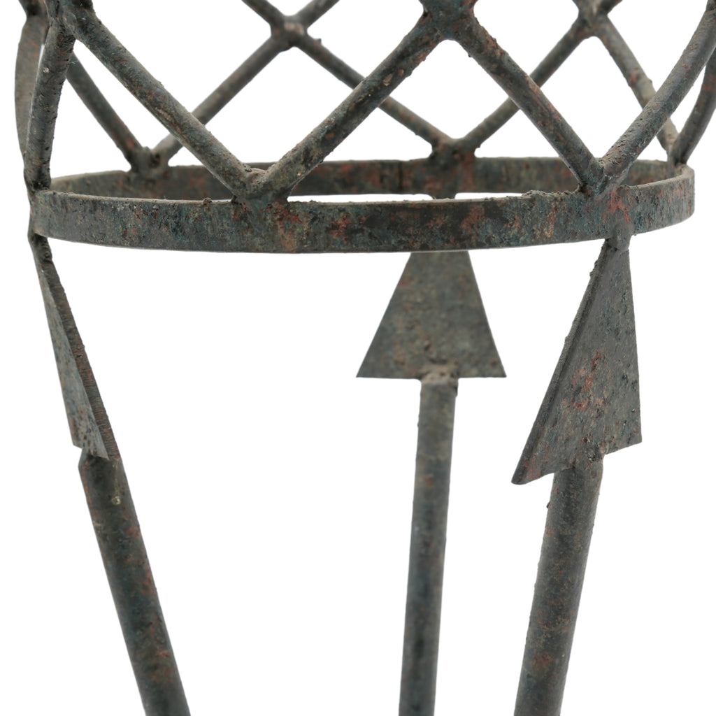 Pair of Distressed Iron Arrow Design Decorative Planter Stands