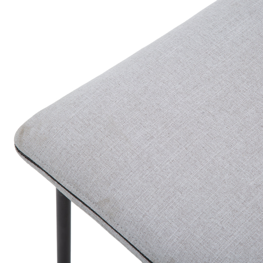 Light Gray Fabric Upholstered Dining Chair with Black Metal Frame