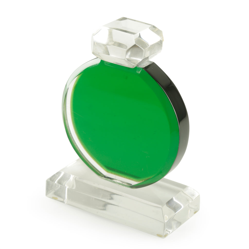 Emerald Green and Clear Acrylic Faceted Sculpture