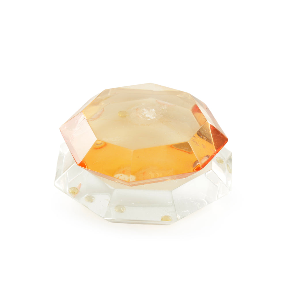 Amber and Clear Acrylic Geometric Sculpture