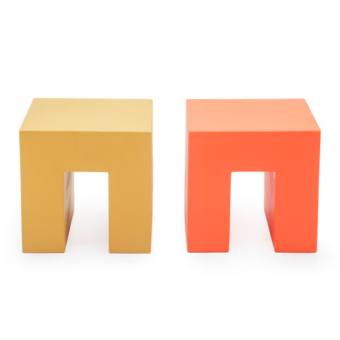 Yellow & Orange Minimalist Geometric Block Stool