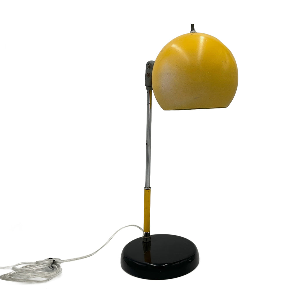 Yellow Spherical Shade Desk Lamp with Chrome Stem and Black Base