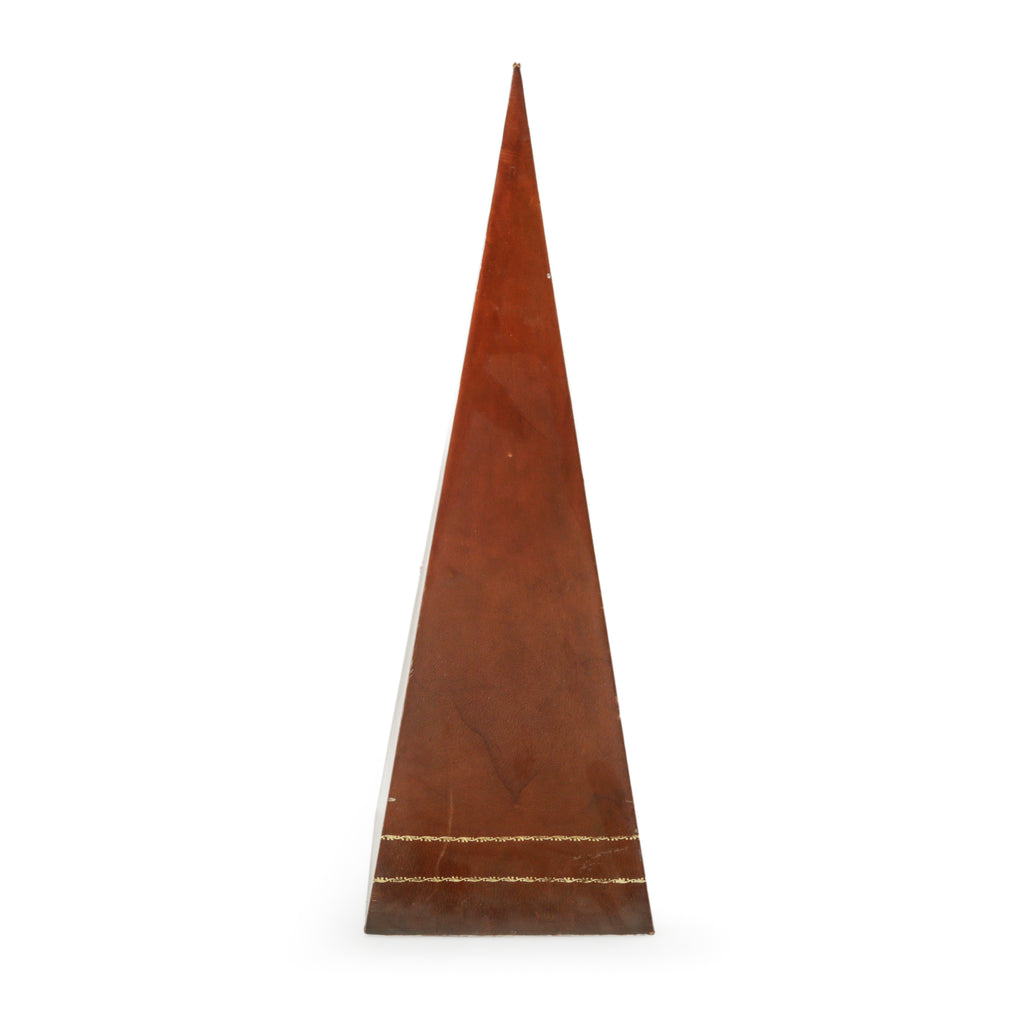 Brown Pyramid Sculpture with Gold Detail