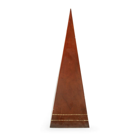 Brown Pyramid Sculpture with Gold Detail