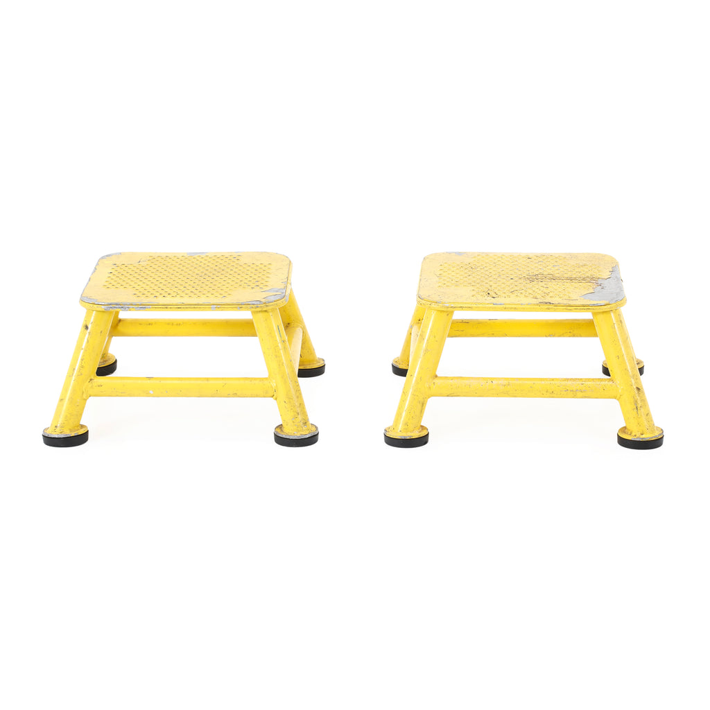 Yellow Perforated Metal Step Stools