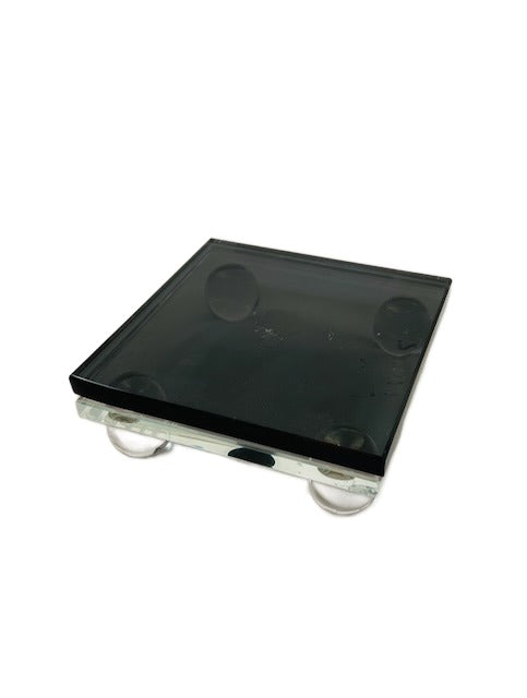 Gray Square Glass Stand with Clear Feet
