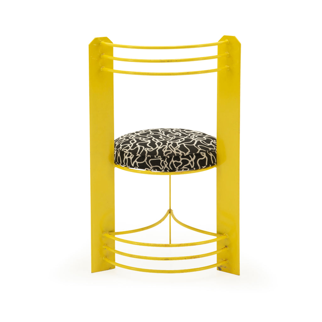 Yellow Metal Dining Chair with Patterned Upholstered Seat