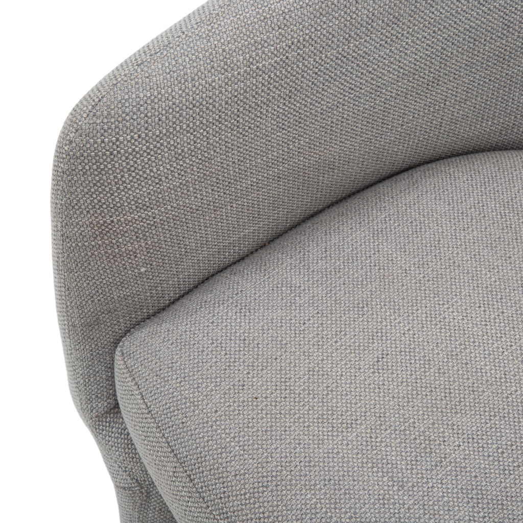 Grey Upholstered Rounded Barrel Armchair