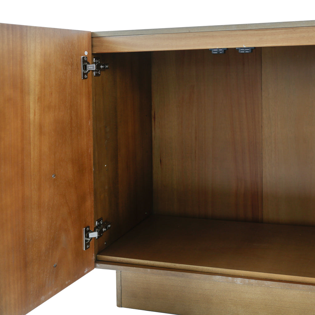Light Brown Wood Storage Cabinet with Half-Moon Doors