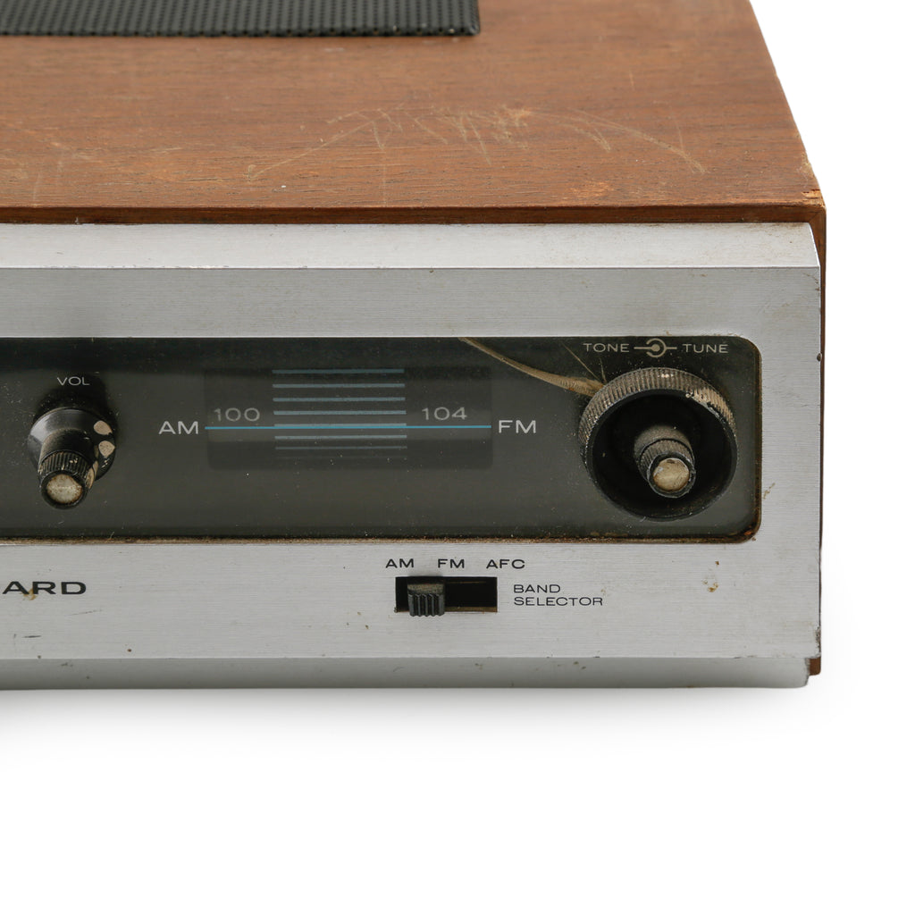 Brown Wood and Silver Metal AM/FM Flip Clock Radio