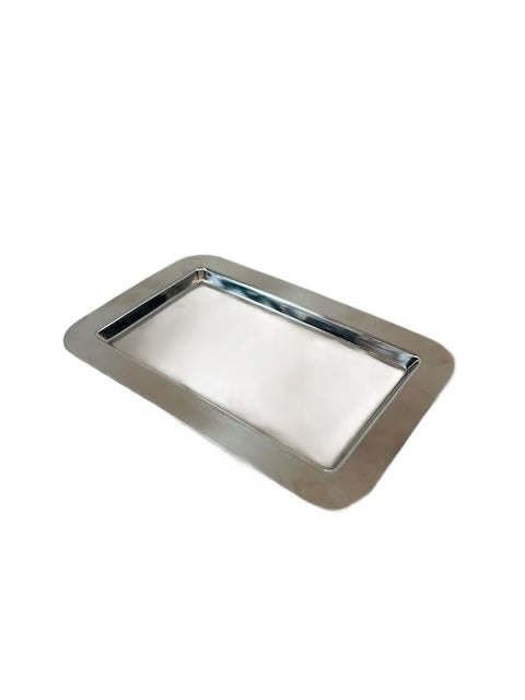 Rectangular Chrome Metal Serving Tray with Rounded Corners