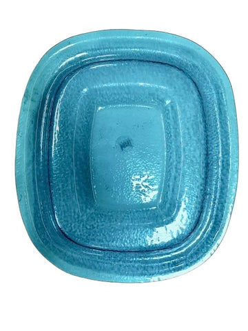 Teal Glass Serving Tray
