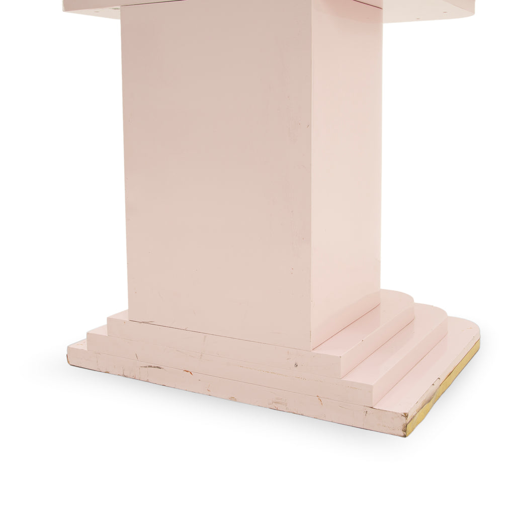 Art Deco Blush Pink Lacquered Cloakroom Display Stand with Gold Trim