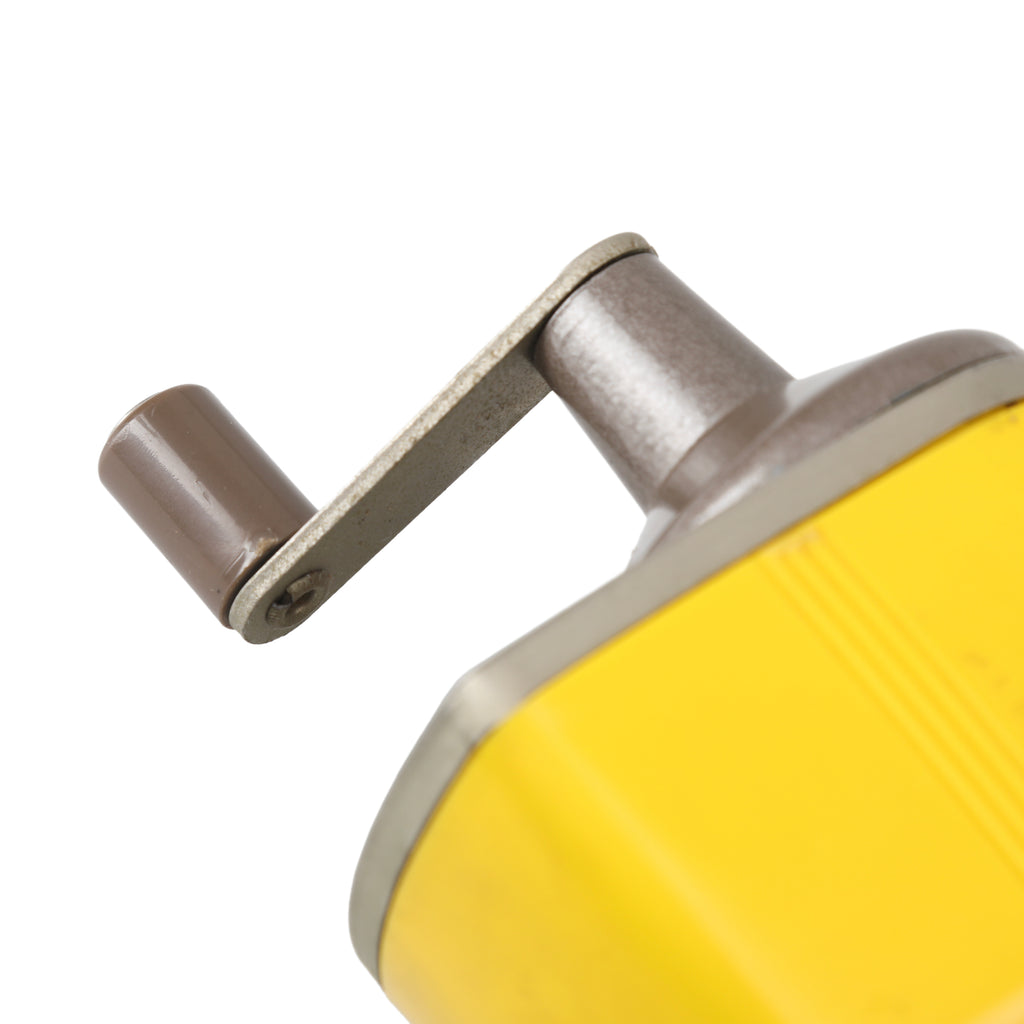 Yellow Plastic and Gray Metal Crank Pencil Sharpener