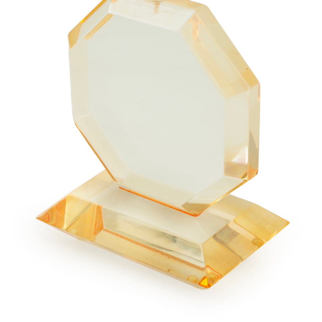 Geometric Amber and Clear Faceted Acrylic Sculpture