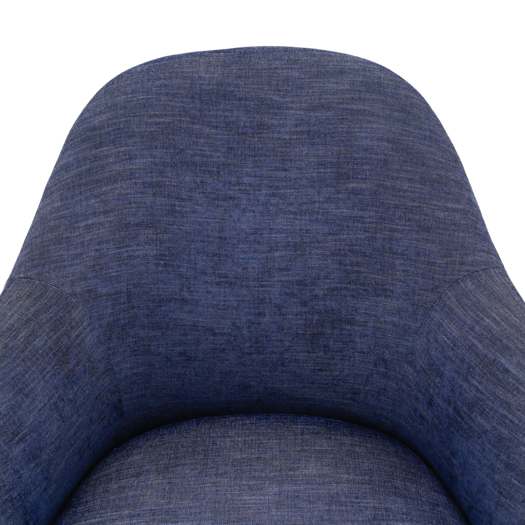 Navy Blue Fabric Mid-Century Modern Accent Chair
