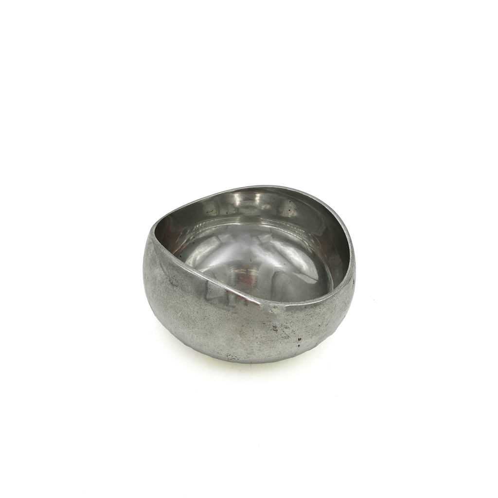 Silver Organic Shaped Textured Aluminum Decorative Bowl