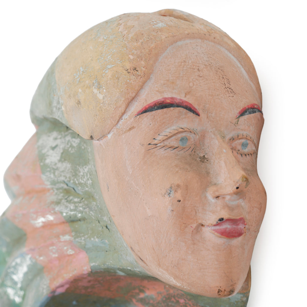 Striped Painted Ceramic Stylized Female Profile