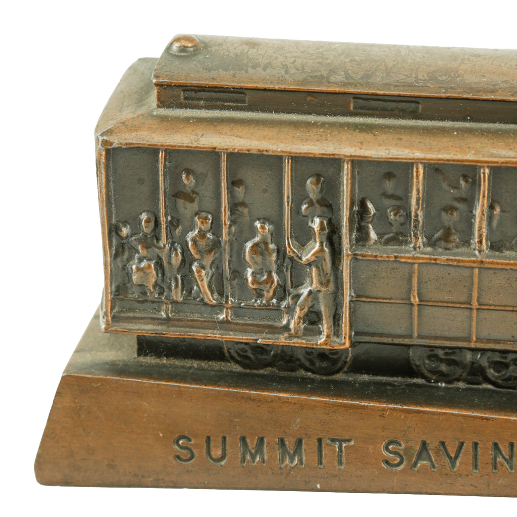 Bronze-Tone Metal Streetcar Figurine Coin Bank