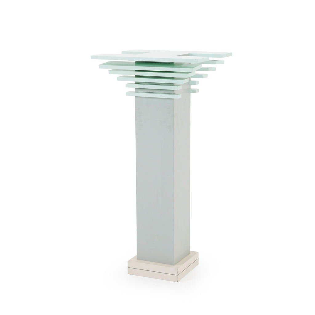 Geometric Layered Mint Green and Gray Pedestal