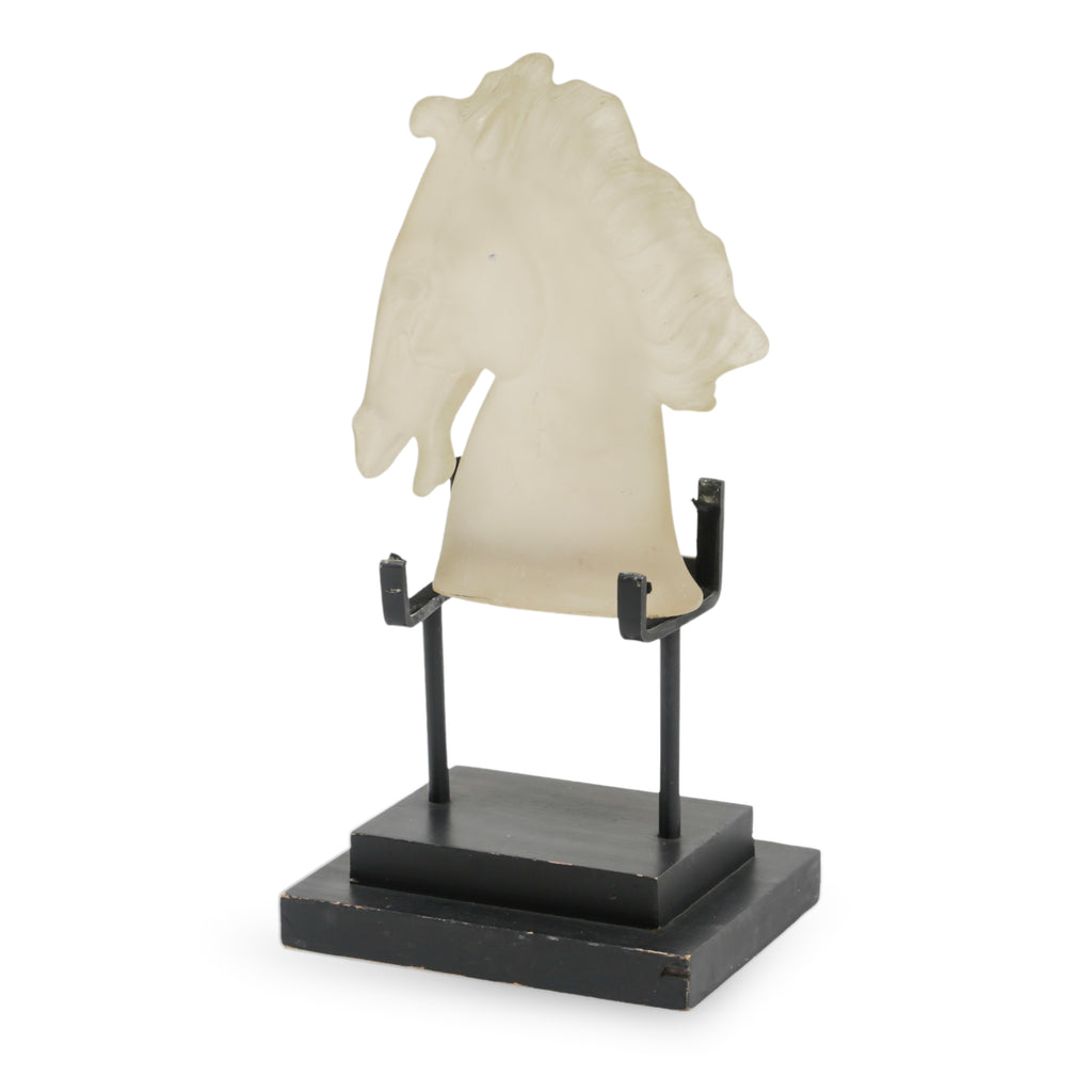 Frosted Glass Horse Head Sculpture
