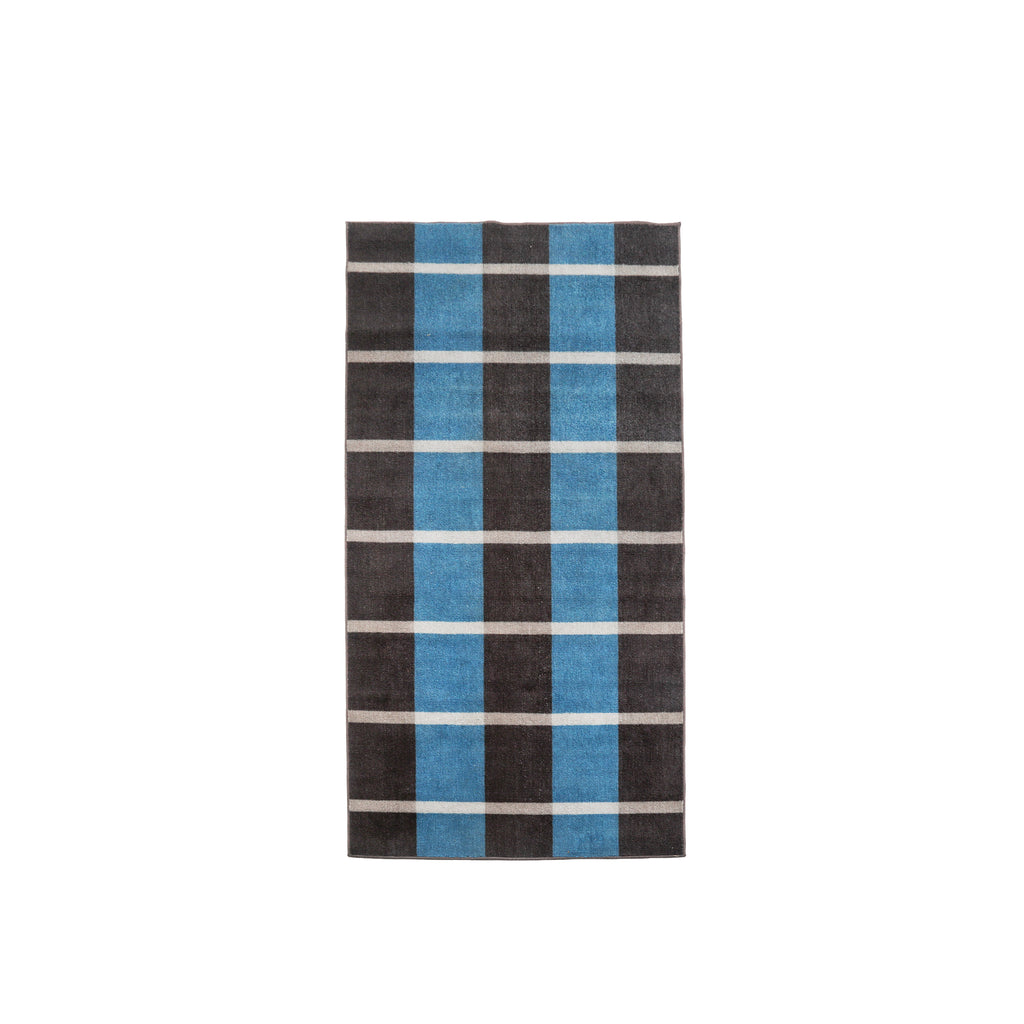Blue, Gray, and Ivory Plaid Rug
