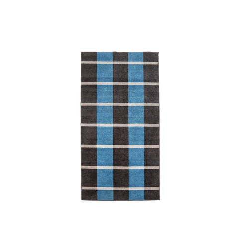 Blue, Gray, and Ivory Plaid Rug
