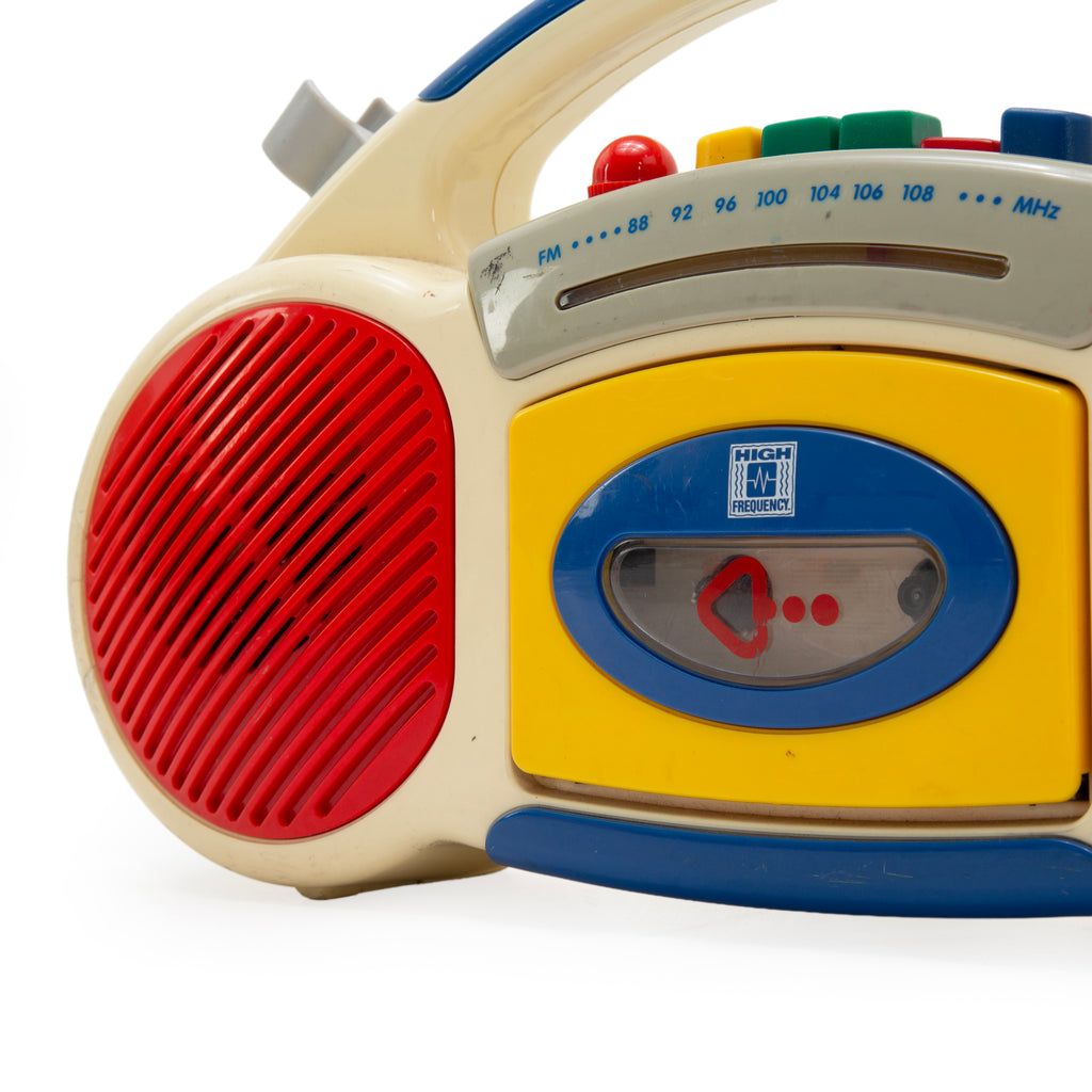 Cream Plastic Kids' Boombox with Colorful Buttons and Cassette Player