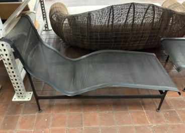 Black Mesh Metal Outdoor Chaise Lounge