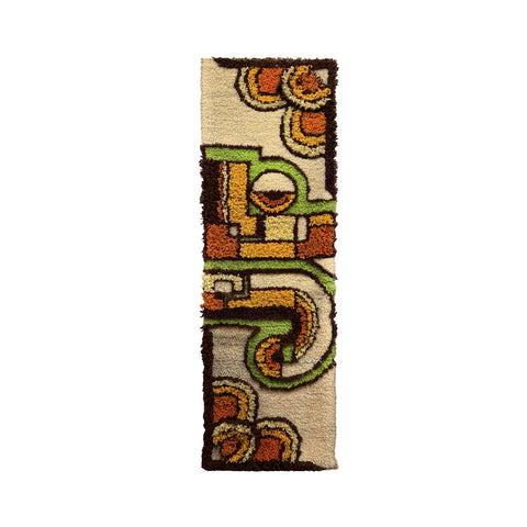 Extra Long Retro Print Rug Tapestry - Orange Green White