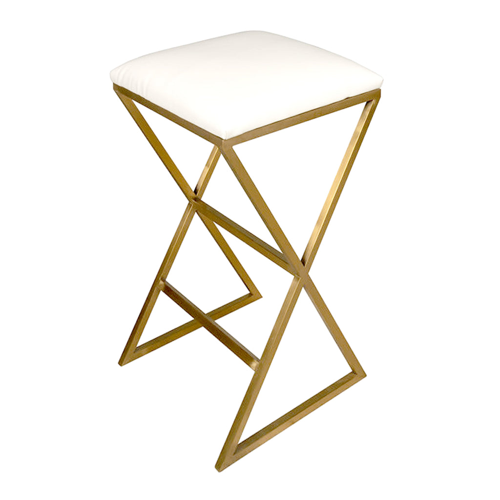 Gold & White X Base Bar Stool