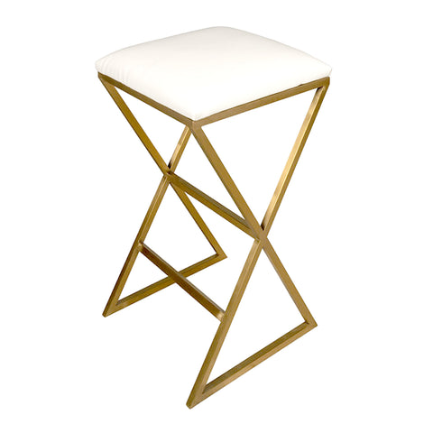 Gold & White X Base Bar Stool