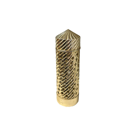 Gold Ridged Perfume Bottle w/ Pointed Top