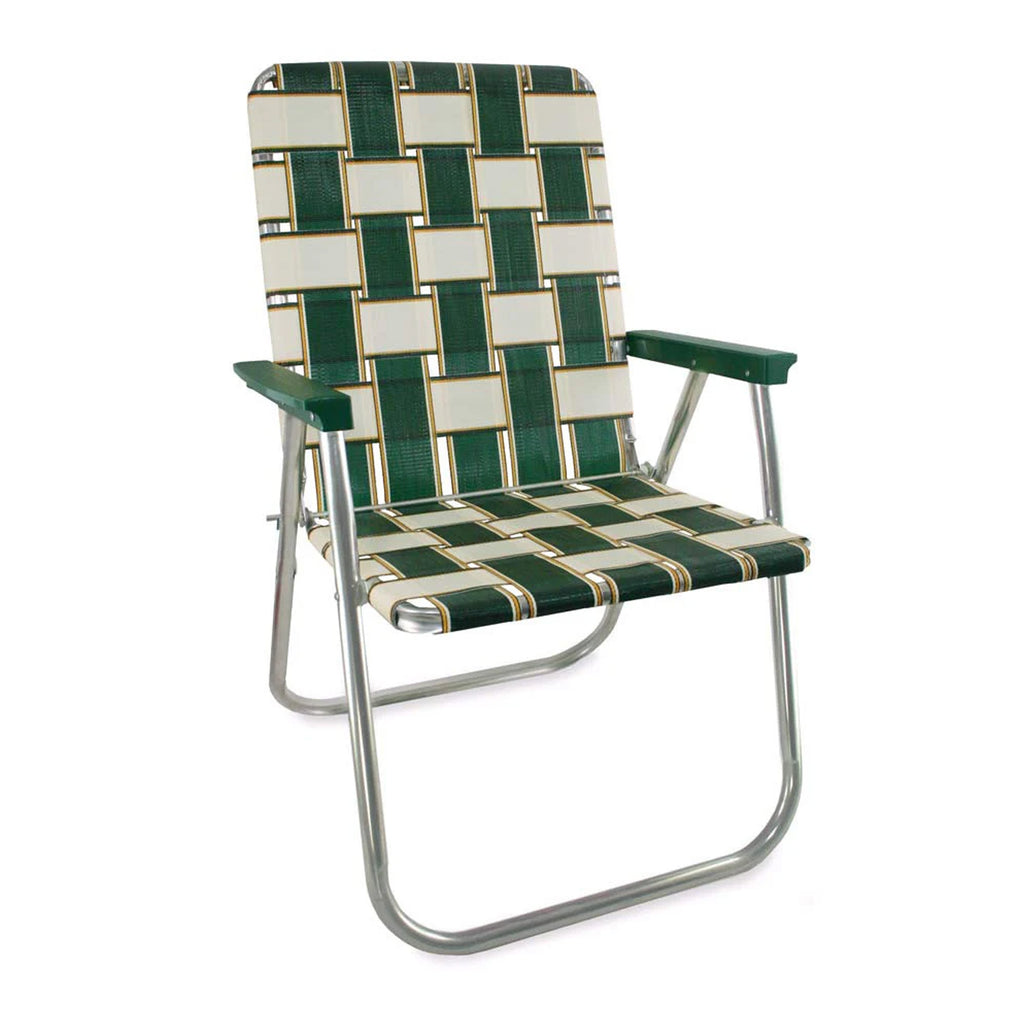Emerald Green & White Woven Folding Lawn Chair