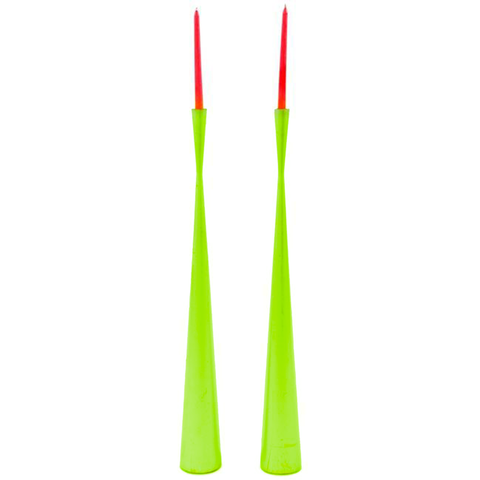 Green Tall Candlestick Pair (Painted)