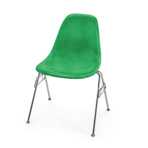 Green Side Shell Chair with Stacking Metal Base