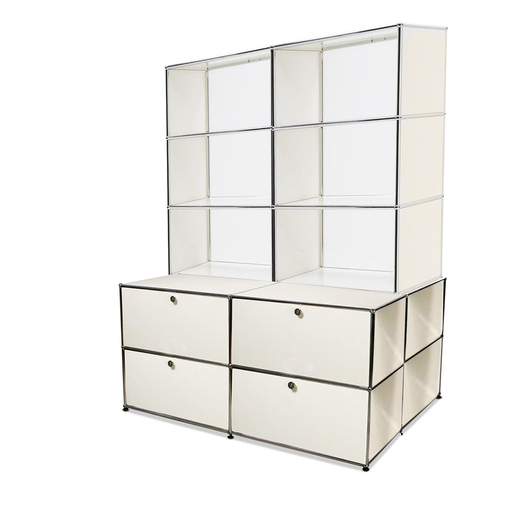 White USM Haller Double Wide Shelving Unit