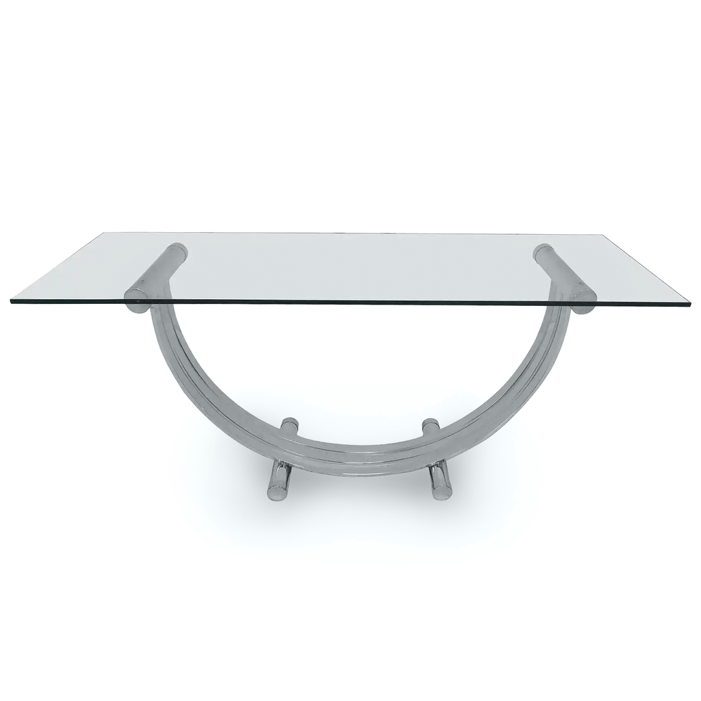 Silver Metal Scoop Console Table