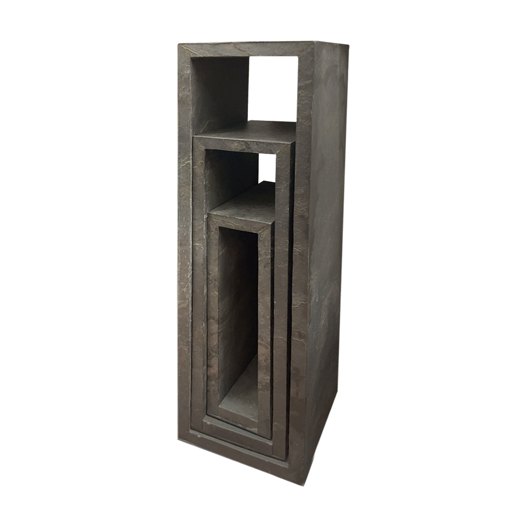 Grey Hollow Rectangular Pedestal Set