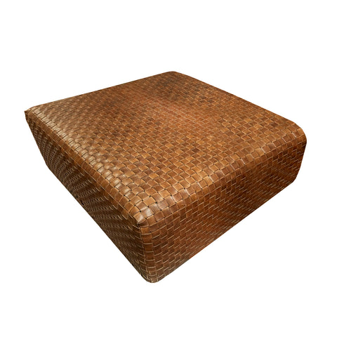 Large Leather Woven Ottoman