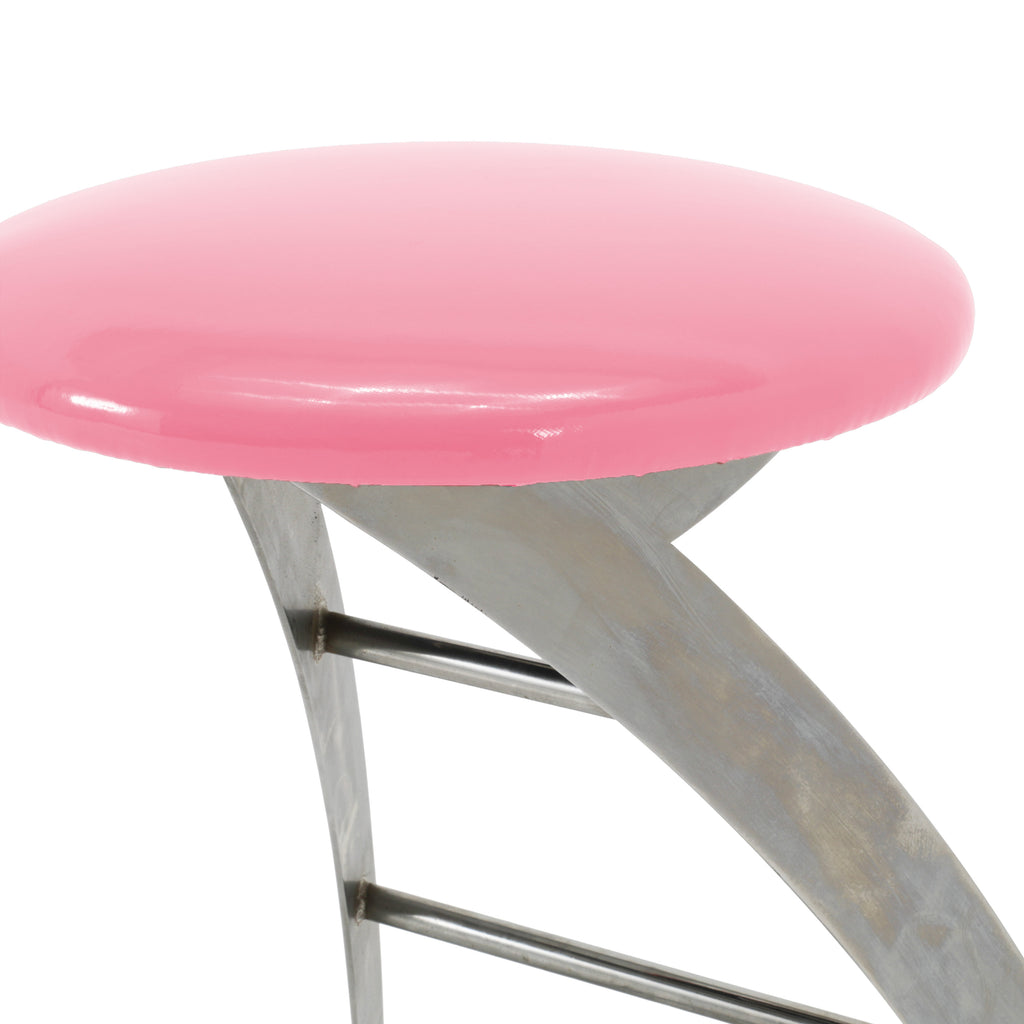 Futuristic Chrome + Glossy Pink Strat Bar Stool