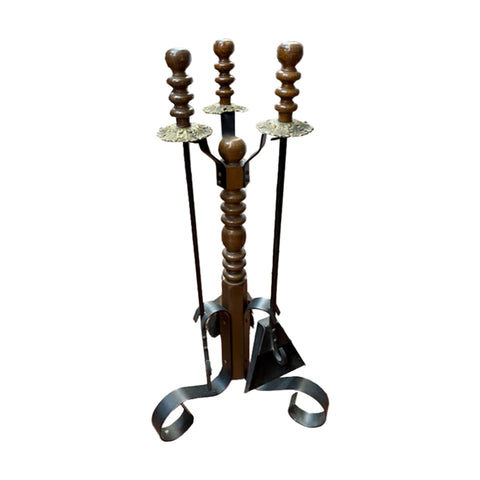 Wood Turned Fireplace Tool Set