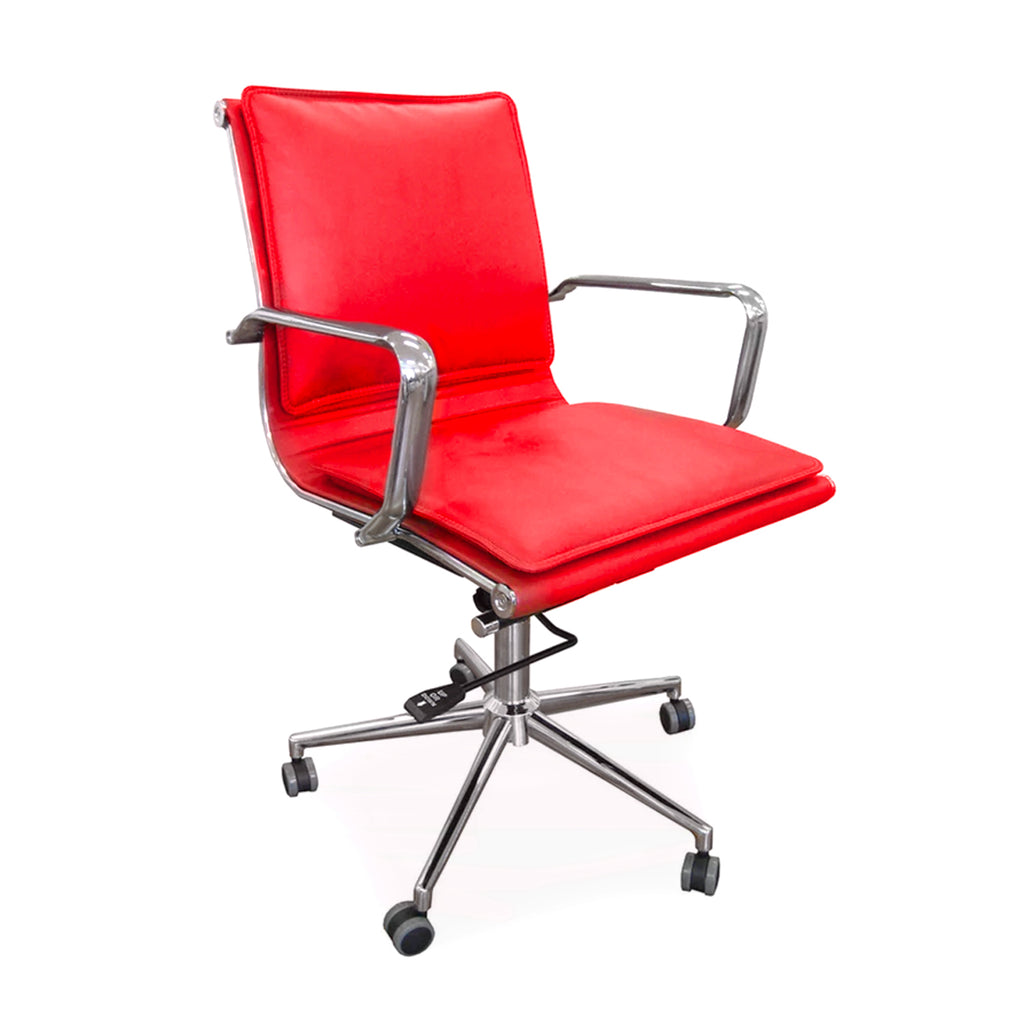 Red Single Pad Rolling Office Chair