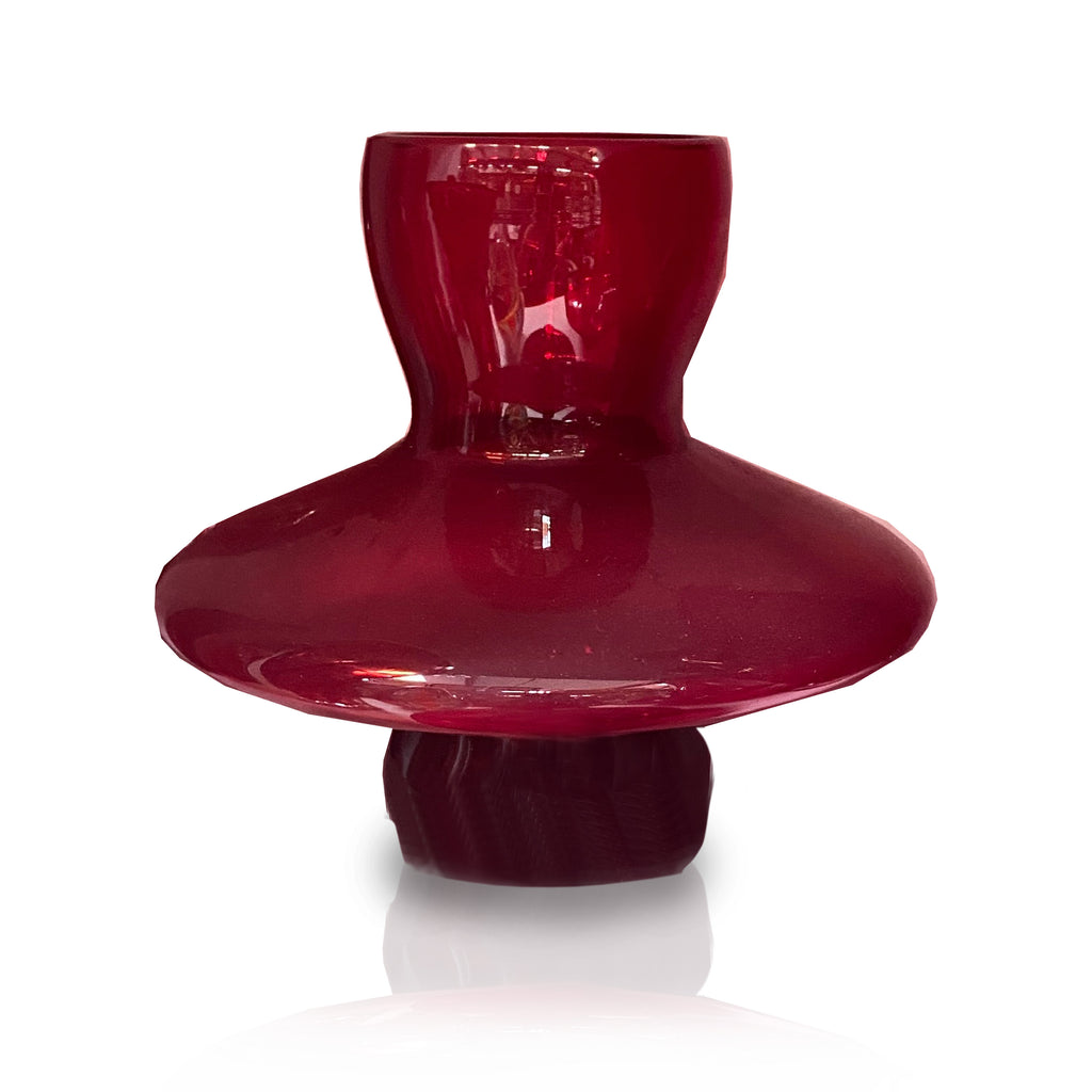 Red Glass Disk Vase