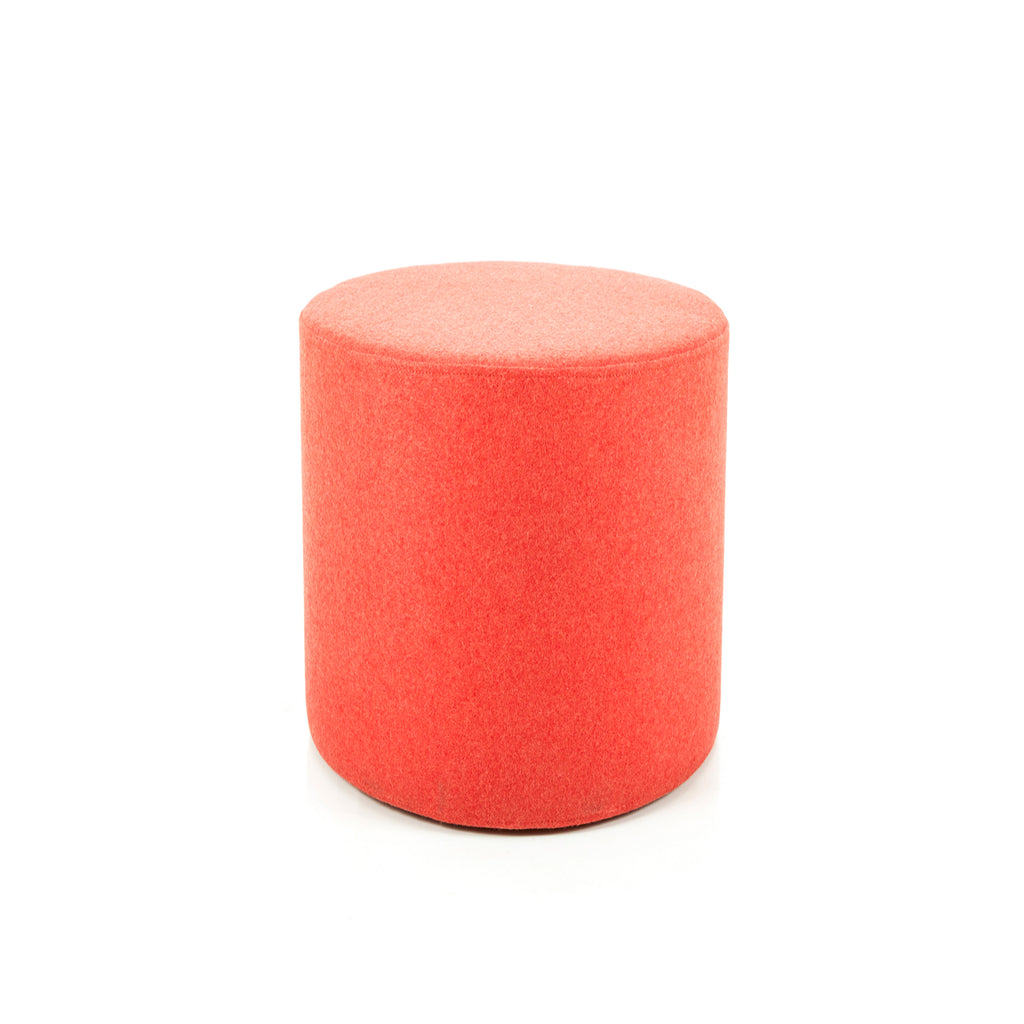 Pale Red Fabric Cylinder Ottoman