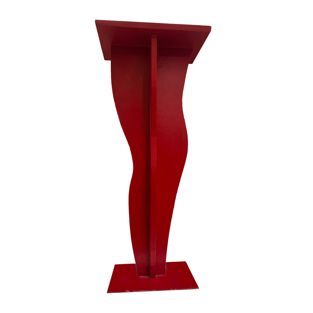 Dark Red Standing Wavy Pedestal / Podium With Flat Square Base